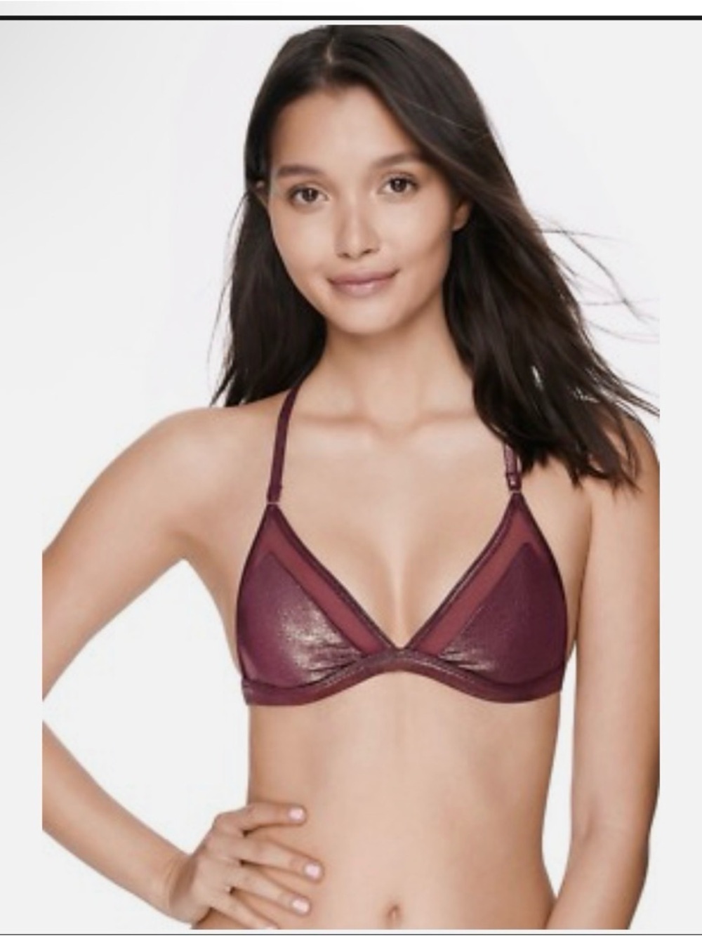 PINK Victoria's Secret Shimmer Triangle Bralette in Burgundy